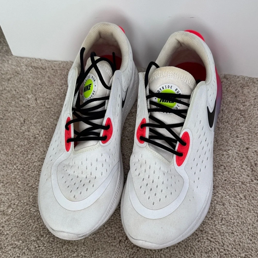 Nike White Sneakers with Black Swoosh and Hot Pink Accents